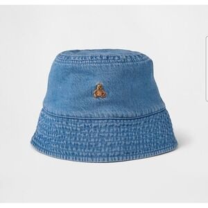 NEW Baby Gap Denim Bucket Hat NWT Bear Embroidery M/L  1 Year-4 Years